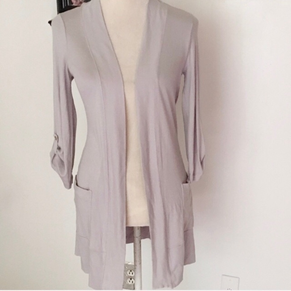 7 For All Mankind Open Front Gray Cardigan Size Medium